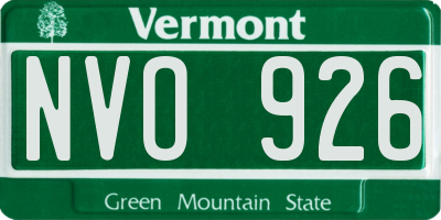 VT license plate NVO926