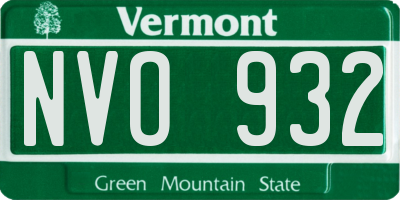 VT license plate NVO932