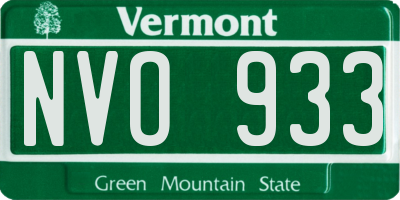 VT license plate NVO933