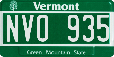 VT license plate NVO935