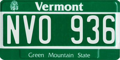 VT license plate NVO936