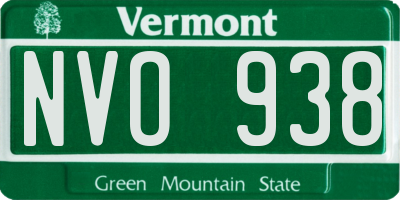 VT license plate NVO938