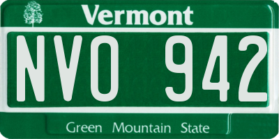 VT license plate NVO942
