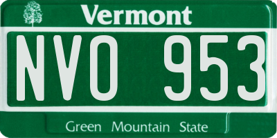 VT license plate NVO953