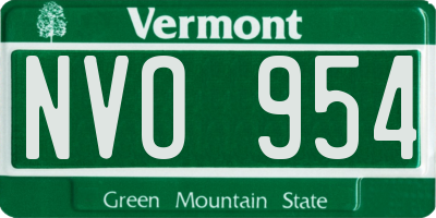 VT license plate NVO954
