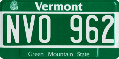 VT license plate NVO962
