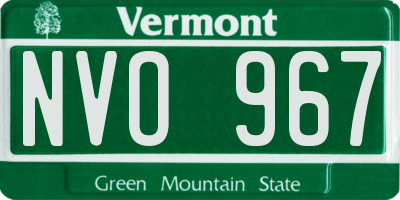 VT license plate NVO967