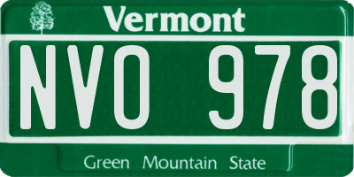VT license plate NVO978