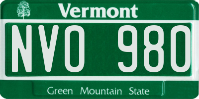 VT license plate NVO980