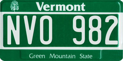 VT license plate NVO982