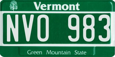 VT license plate NVO983