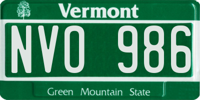 VT license plate NVO986