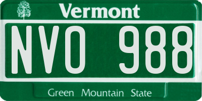 VT license plate NVO988