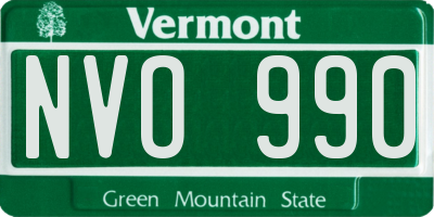 VT license plate NVO990