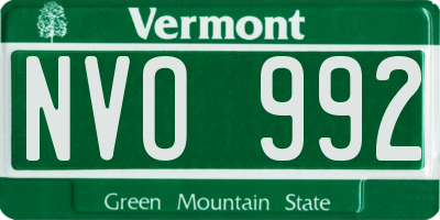 VT license plate NVO992