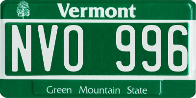 VT license plate NVO996