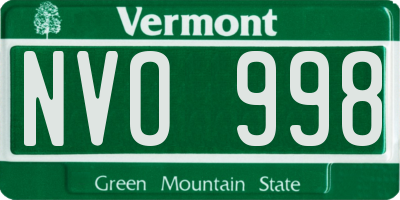 VT license plate NVO998