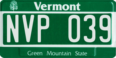 VT license plate NVP039