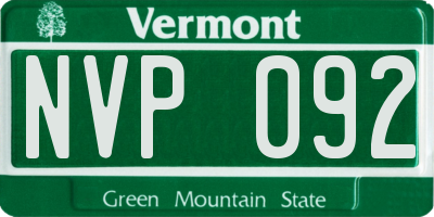 VT license plate NVP092