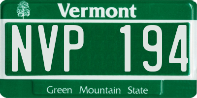 VT license plate NVP194