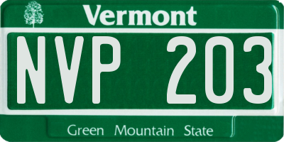 VT license plate NVP203