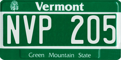 VT license plate NVP205
