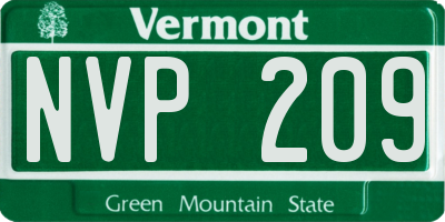 VT license plate NVP209