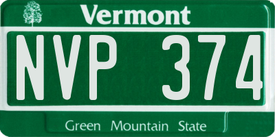 VT license plate NVP374