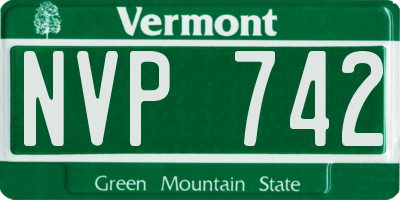VT license plate NVP742