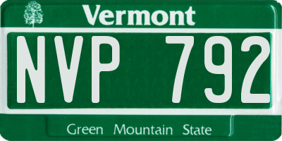 VT license plate NVP792