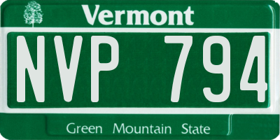 VT license plate NVP794