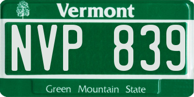 VT license plate NVP839