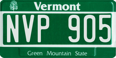 VT license plate NVP905