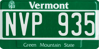 VT license plate NVP935