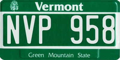 VT license plate NVP958
