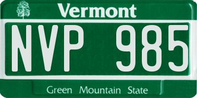 VT license plate NVP985