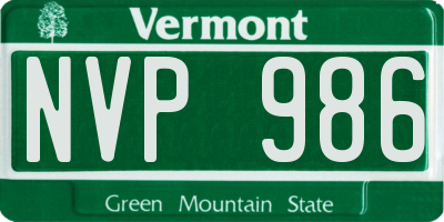 VT license plate NVP986