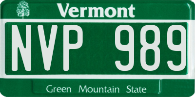 VT license plate NVP989