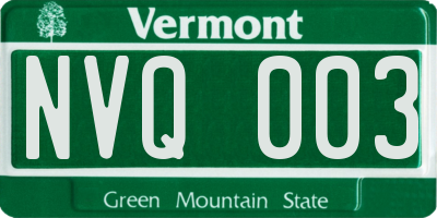 VT license plate NVQ003