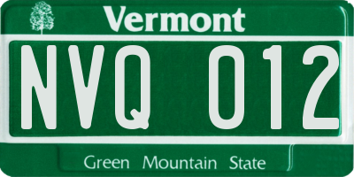 VT license plate NVQ012