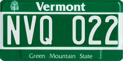 VT license plate NVQ022