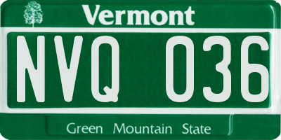 VT license plate NVQ036
