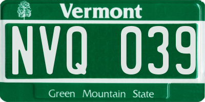 VT license plate NVQ039