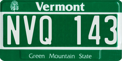VT license plate NVQ143