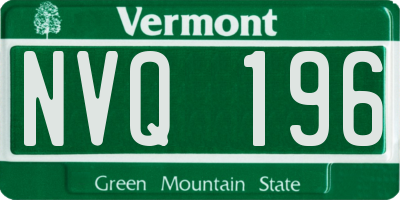 VT license plate NVQ196
