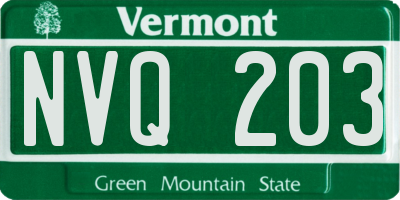 VT license plate NVQ203