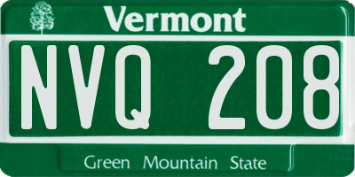 VT license plate NVQ208