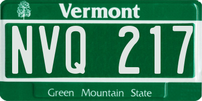 VT license plate NVQ217