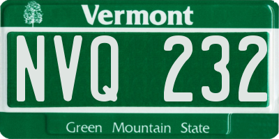 VT license plate NVQ232