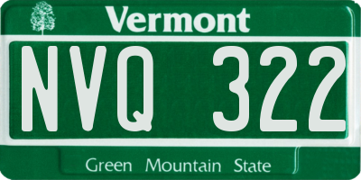 VT license plate NVQ322